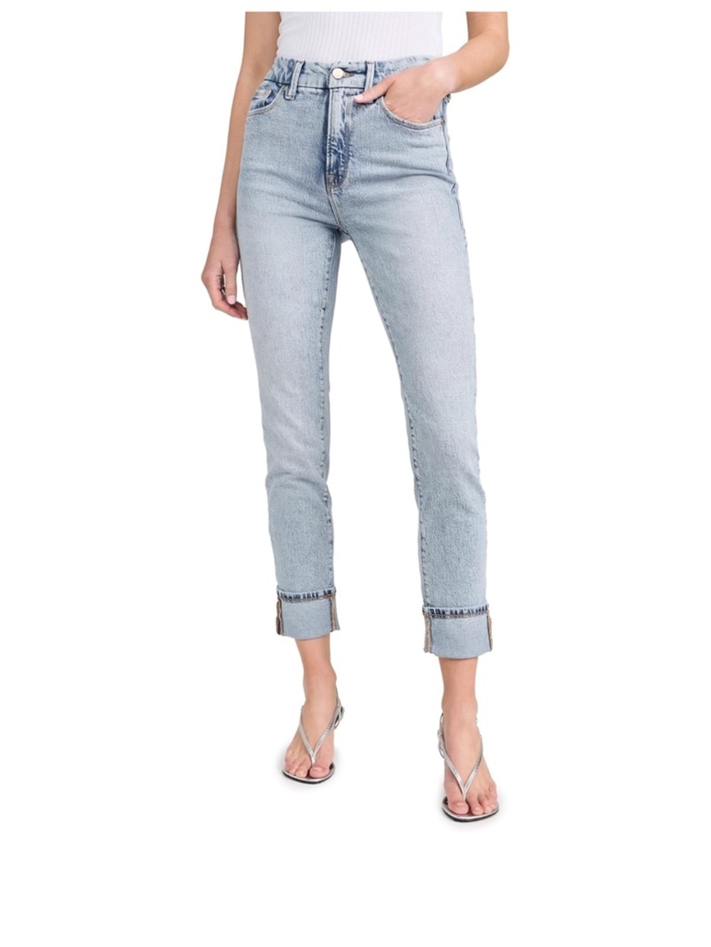 Good American Cropped High-Rise Light Blue Jeans size 12/31